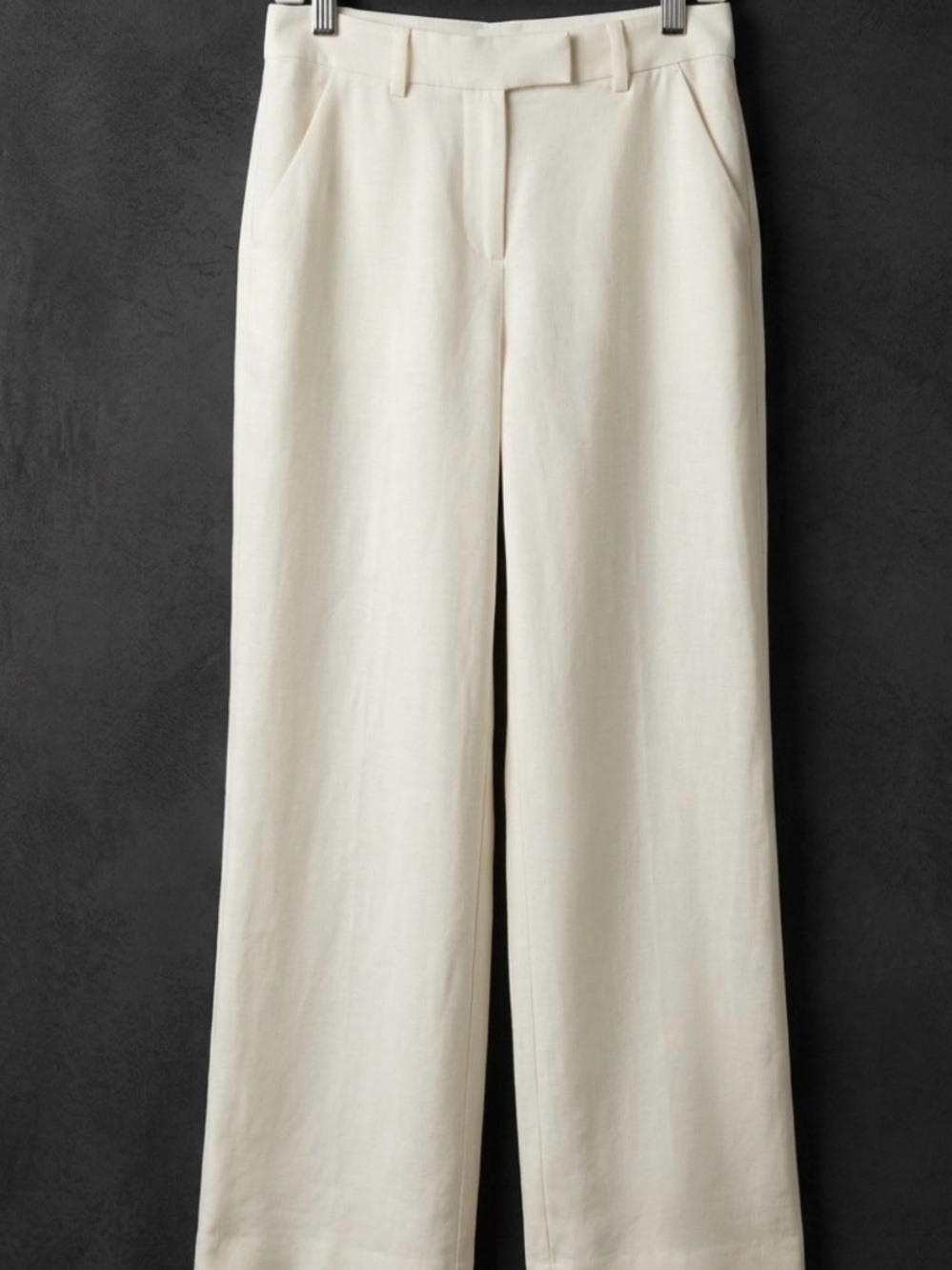 Express Editor relaxed  Cream linen blend Wide-Leg Trousers pants size 4 R